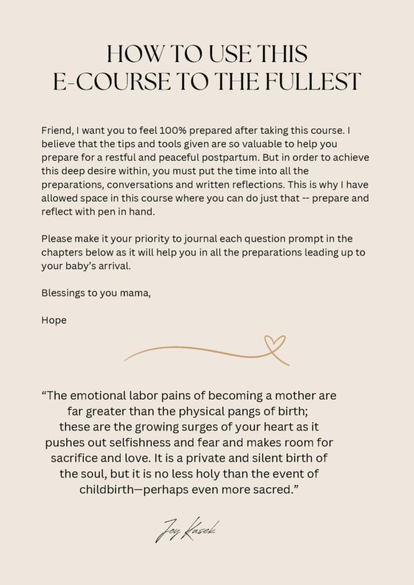 Thriving in postpartum ebook page two
