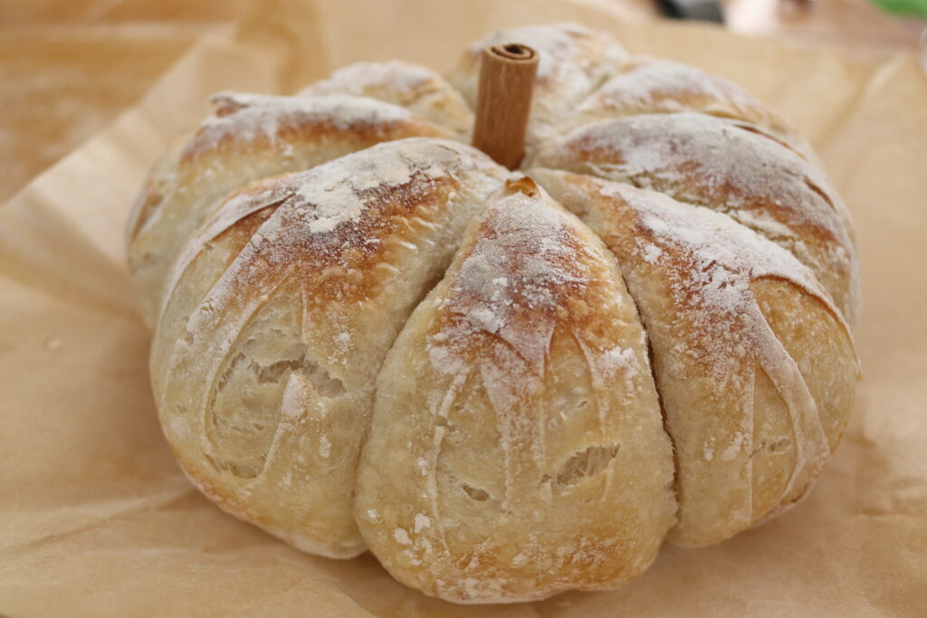 pumpkin shaped sourdough bread